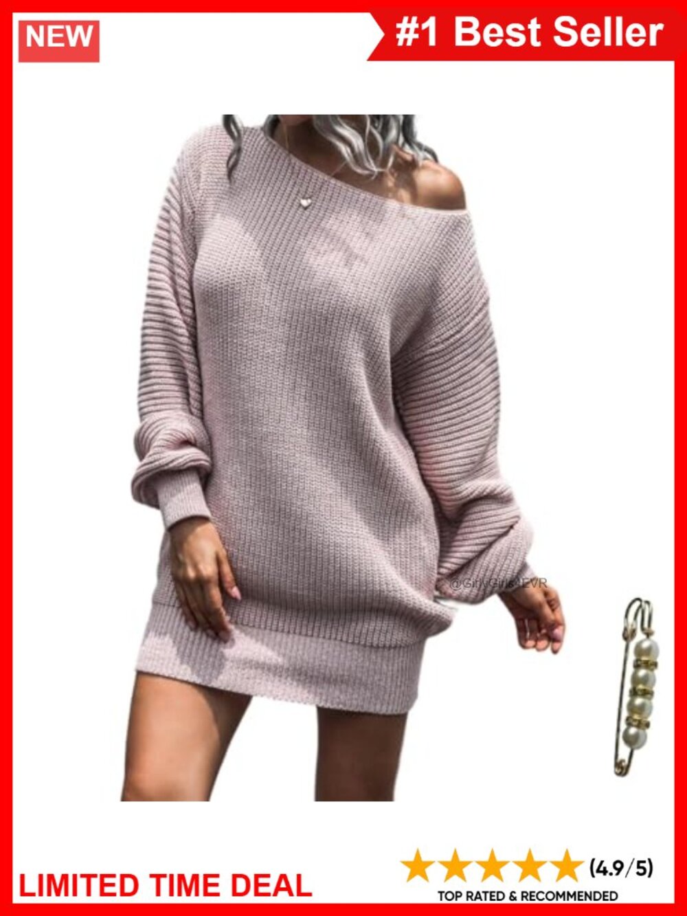 Womens Long Sleeve Knit Sweater Mini Dress Oversized Tunic Pullover